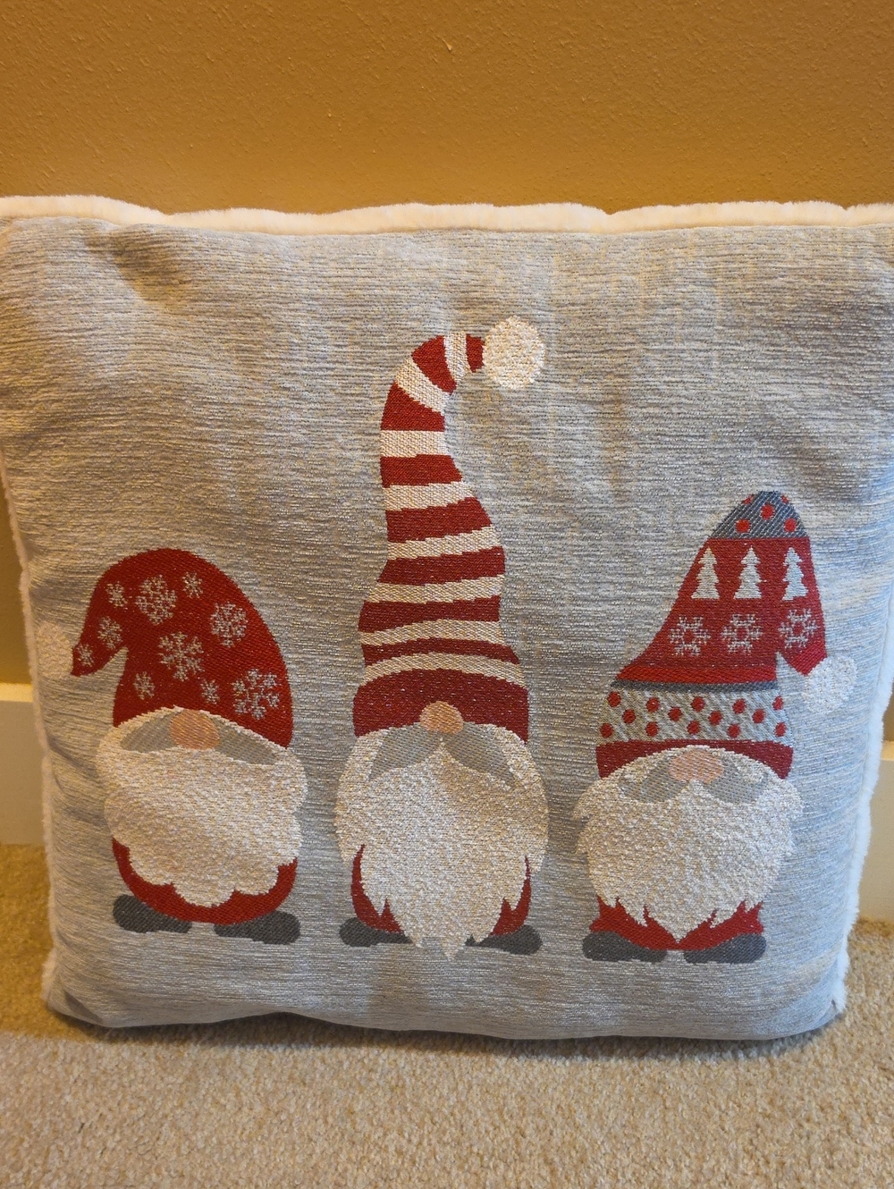 Holiday Gnome Decorative Throw Pillow - Red and White